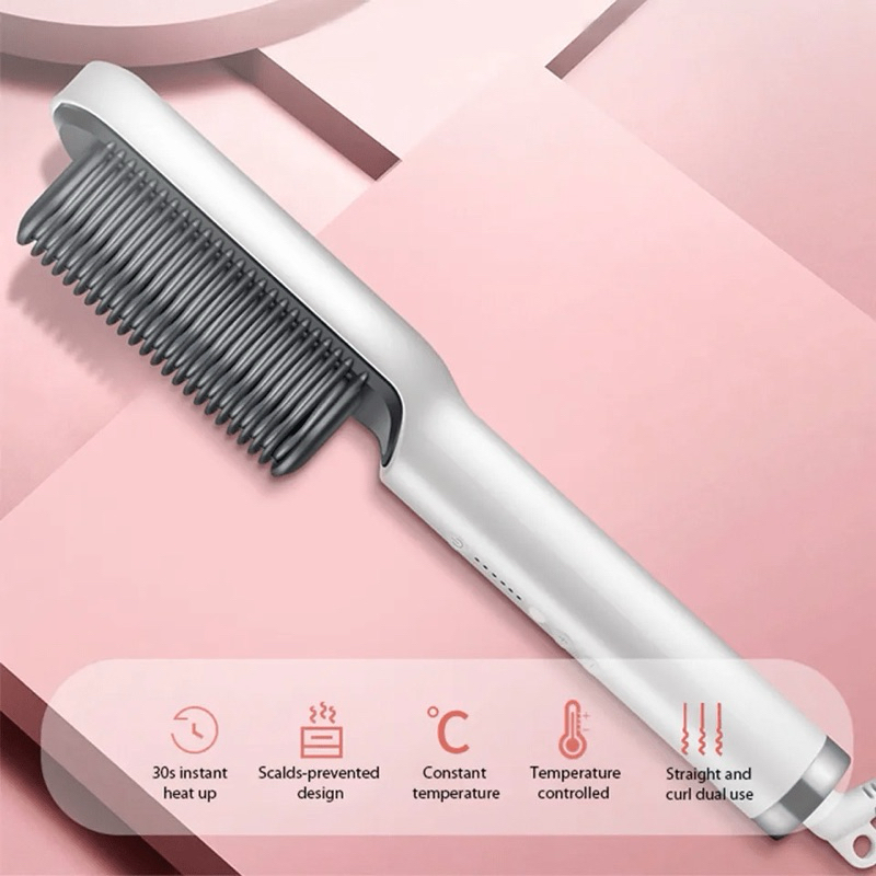 Escova Alisadora Bivolt 5 em 1 - Alisa, Hidrata, Modela, Alinha e Anti-Frizz 110V