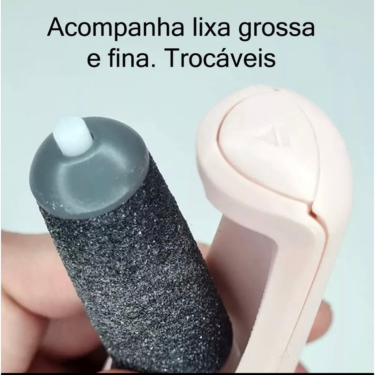 Lixador Pé Elétrico Esfoliador Tira Calos Pedicure Portátil Lixa Podologa Spa dos Pes Elimina Calosidade e Rachadura Usb